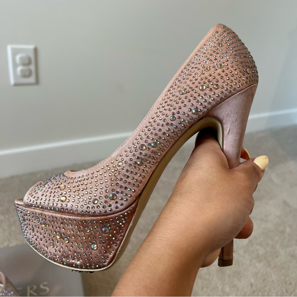 Rhinestone Elegant Peep-Toe Platform Heels - Picture 14 of 15